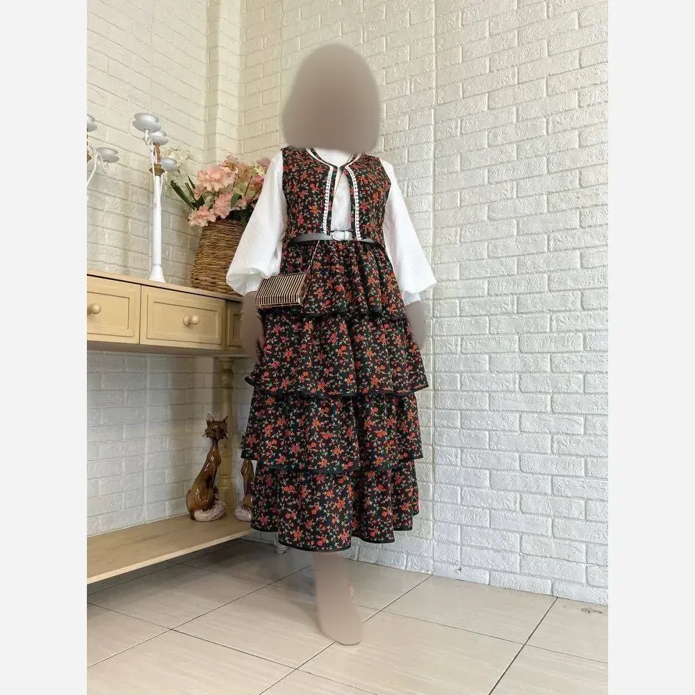 ست سه تیکه زنانه شومیز لینن و دامن و جلیقه بوگاتی مدل دنیز فری سایز