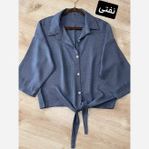 شومیز زنانه گره ای جنس شانتون فری سایز تا 46