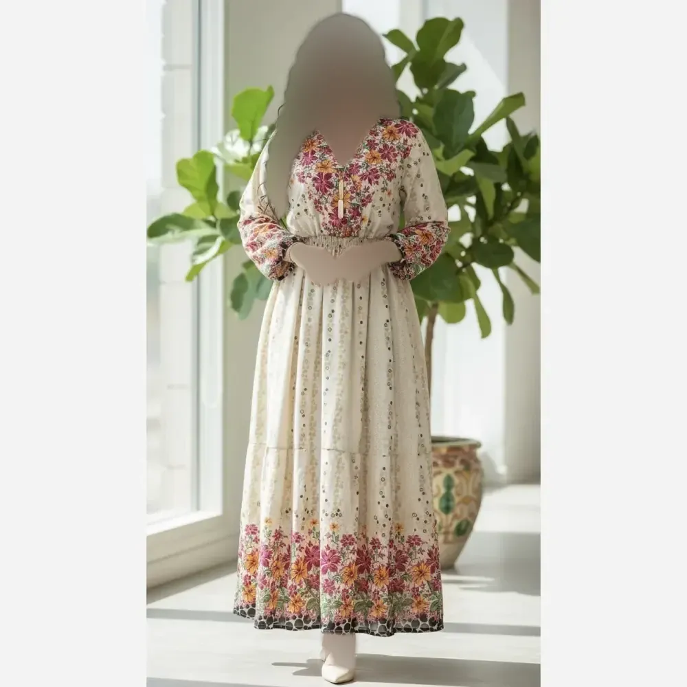 پیراهن ساحلی زنانه یقه چپ و راستی جنس بوگاتی فری سایز تا 48