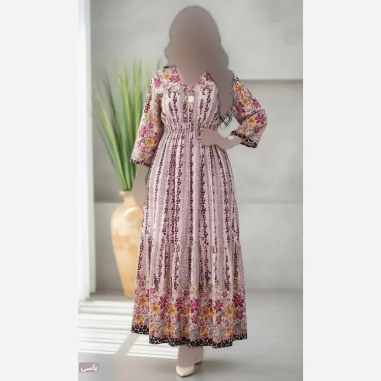 پیراهن ساحلی زنانه یقه چپ و راستی جنس بوگاتی فری سایز تا 48