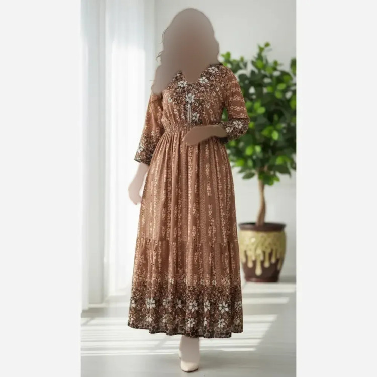 پیراهن ساحلی زنانه یقه چپ و راستی جنس بوگاتی فری سایز تا 48