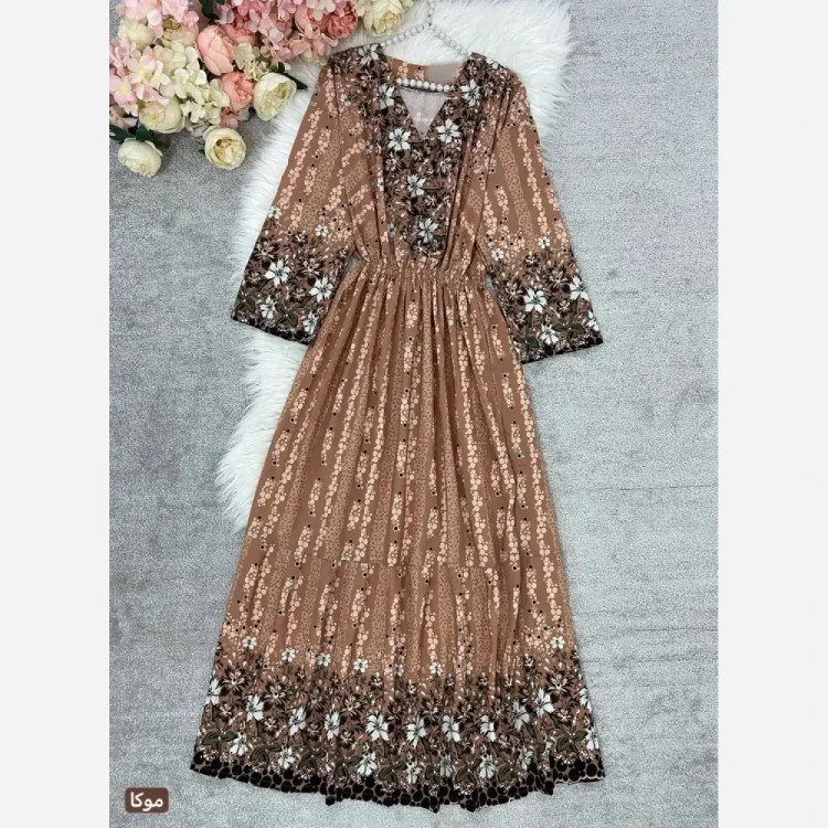 پیراهن ساحلی زنانه یقه چپ و راستی جنس بوگاتی فری سایز تا 48
