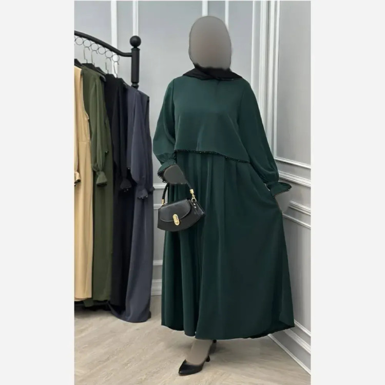 عبای زنانه مروارید دوزی شده جنس الیزه فری سایز مناسب 38 تا 50