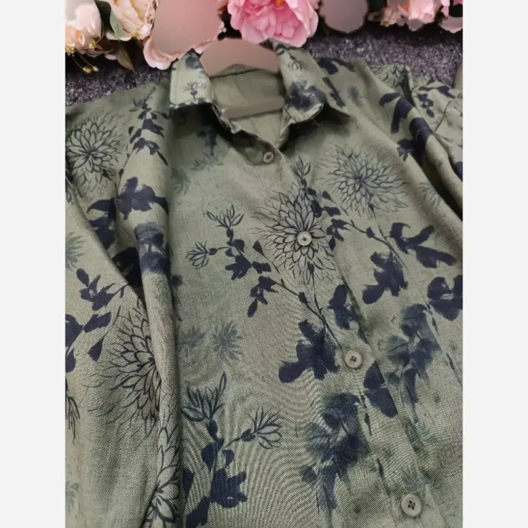 ست شومیز و شلوار زنانه مدل مهتاب جنس شانتون درجه یک فری سایز 38 تا 50