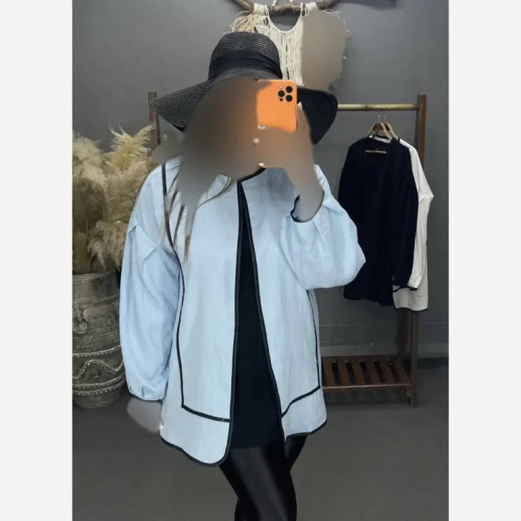 تونیک زنانه مدل سارینا جنس کتون کریستال رنگ آبی فری سایز