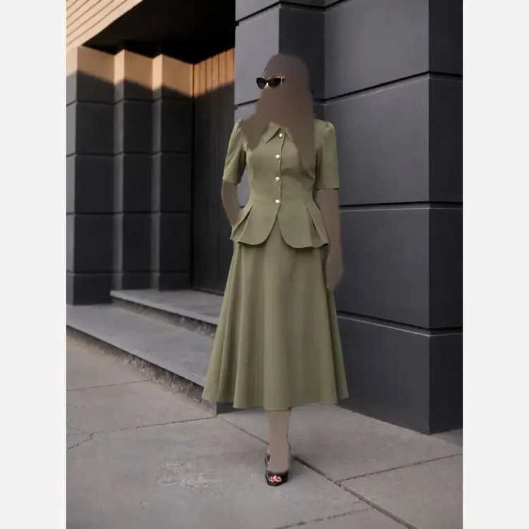 ست کت و دامن زنانه لینن مدل ایووری شیک و مینیمال