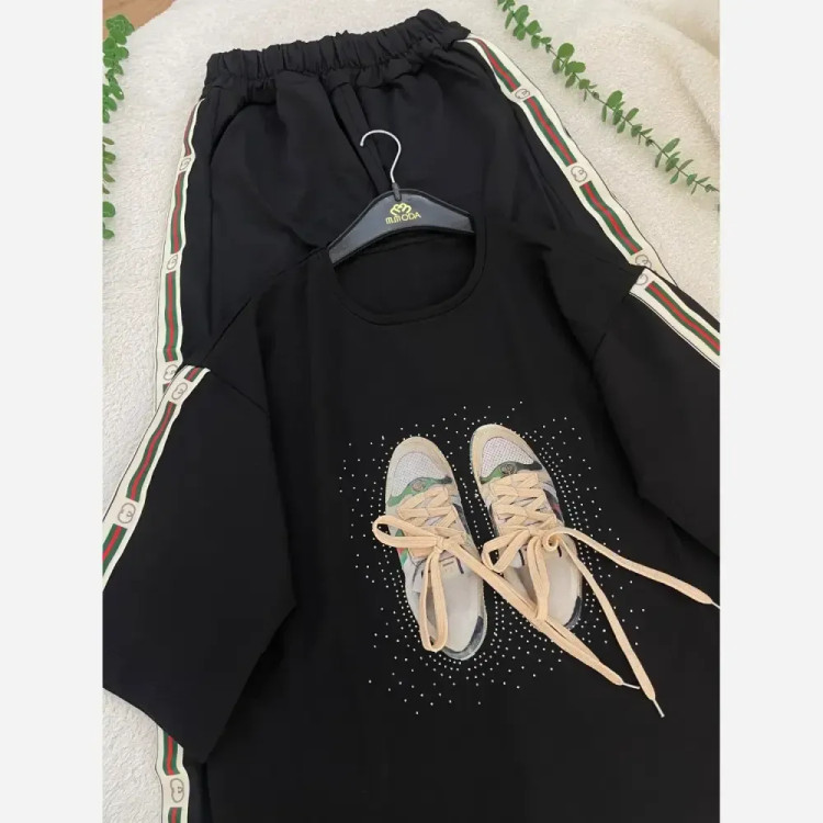 ست تیشرت شلوار زنانه دورس گلکسی سایز فری رنگی