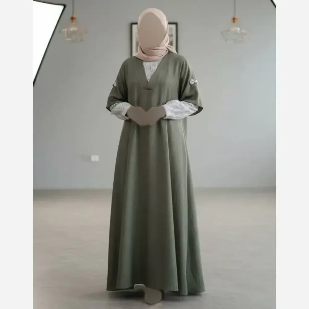 مانتو طرح ستایش جنس شانتون و لینن قد 140 سایز بزرگ