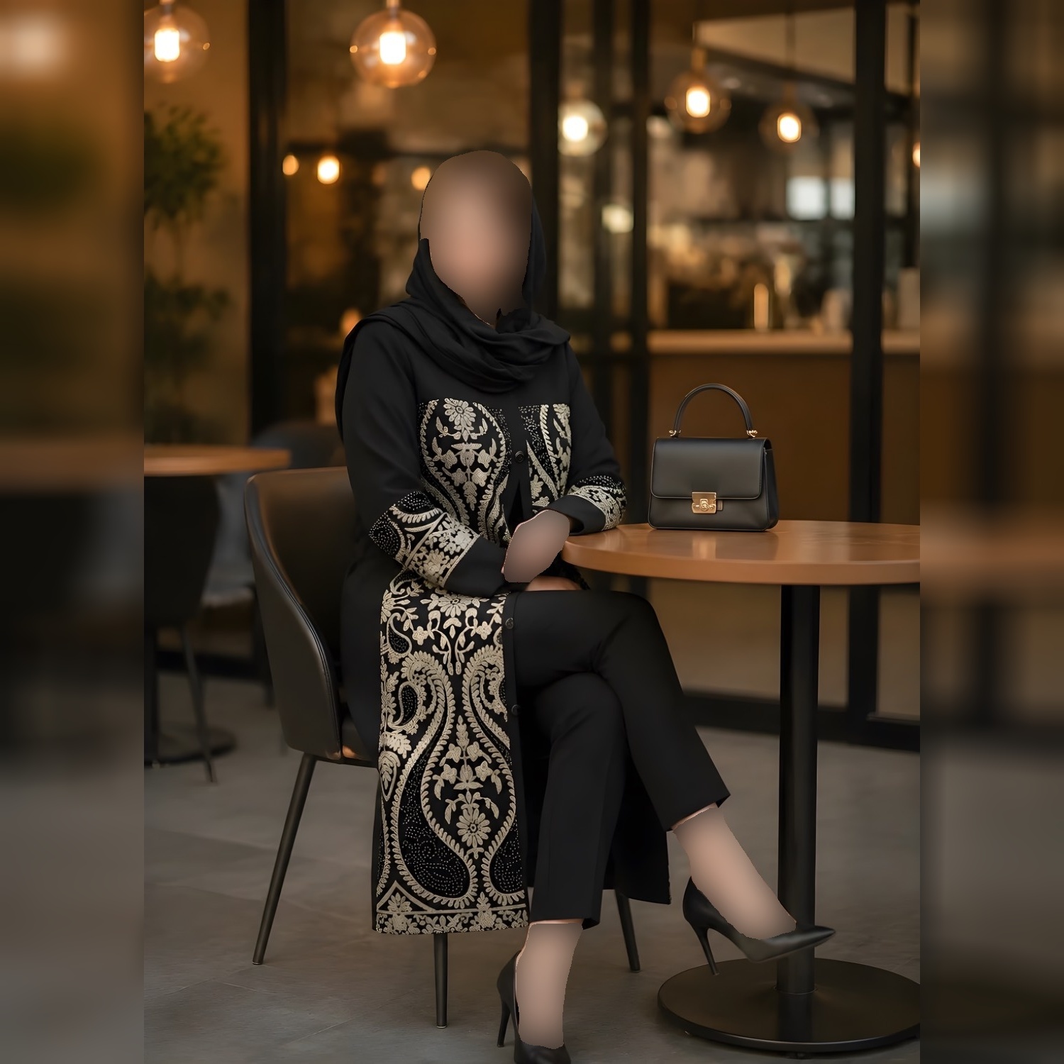 مانتو کتی بلند با خرجکار سوزن دوزی طرح اسلیمی