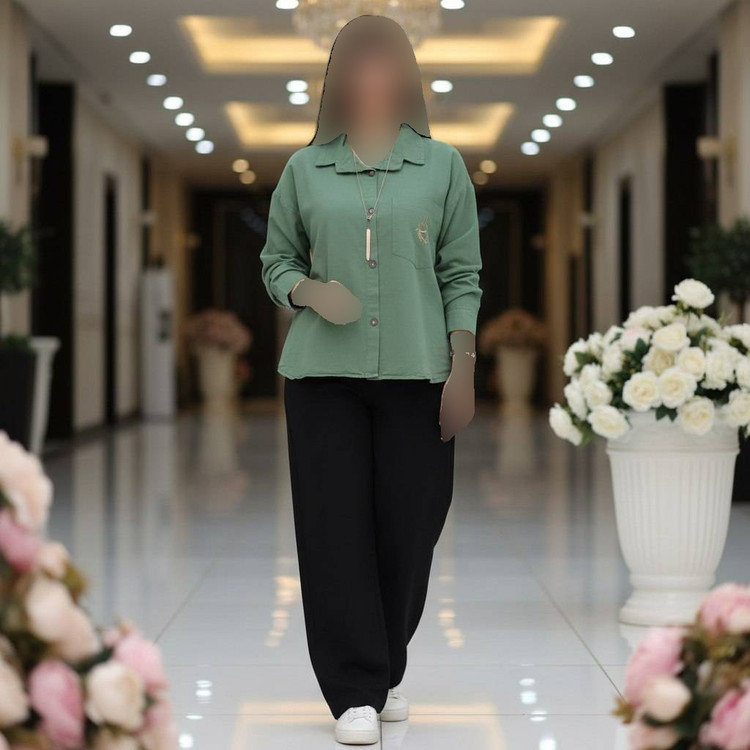 شومیز مانتویی زنانه مدل پروانه جنس لنین درجه یک فری سایز