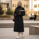 مانتو دانشجویی تینا جنس پرشیا دیپلمات کمربند دار