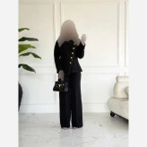 کت و شلوار زنانه کلاسیک کرپ مازراتی رنگ مشکی