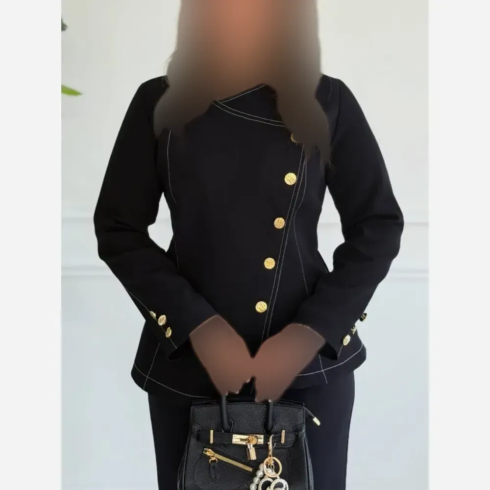 کت و شلوار زنانه کلاسیک کرپ مازراتی رنگ مشکی