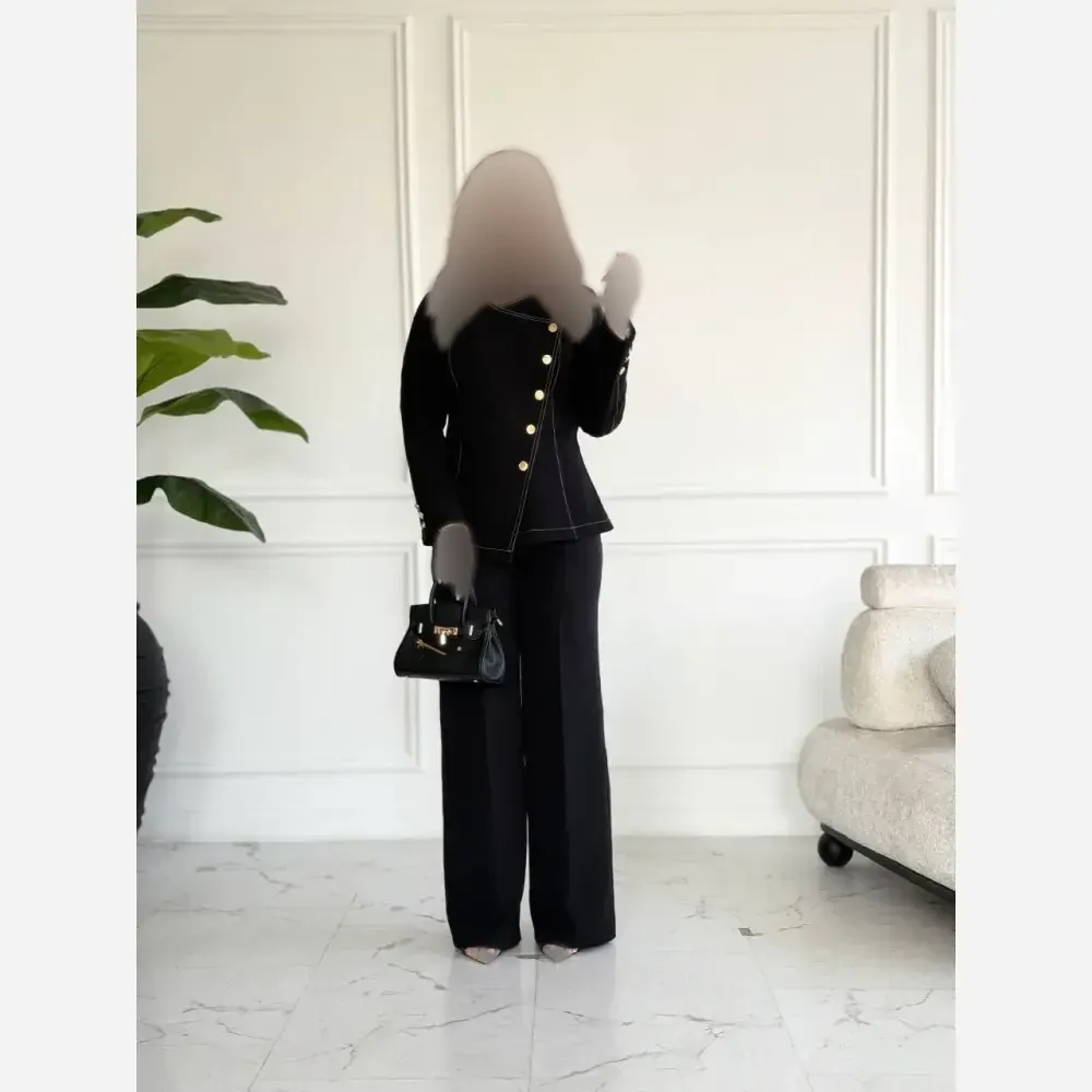 کت زنانه کرپ مازراتی رنگ مشکی قد 70