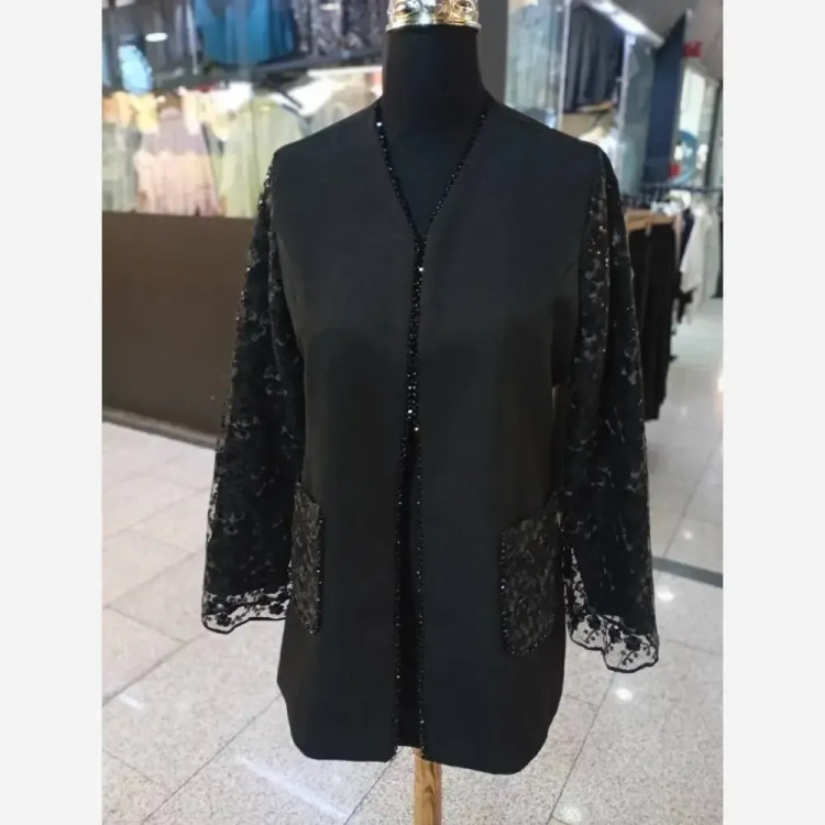 کت شلوار مجلسی زنانه هیلدا جنس مازراتی نخ توئیست رنگ مشکی