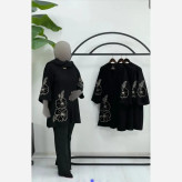 مانتو گلرخ مخمل شنل اعلا مشکی سایز 1 و 2
