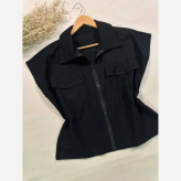 وست لینن زنانه مدل لیانا فری سایز جیب و زیپ دار