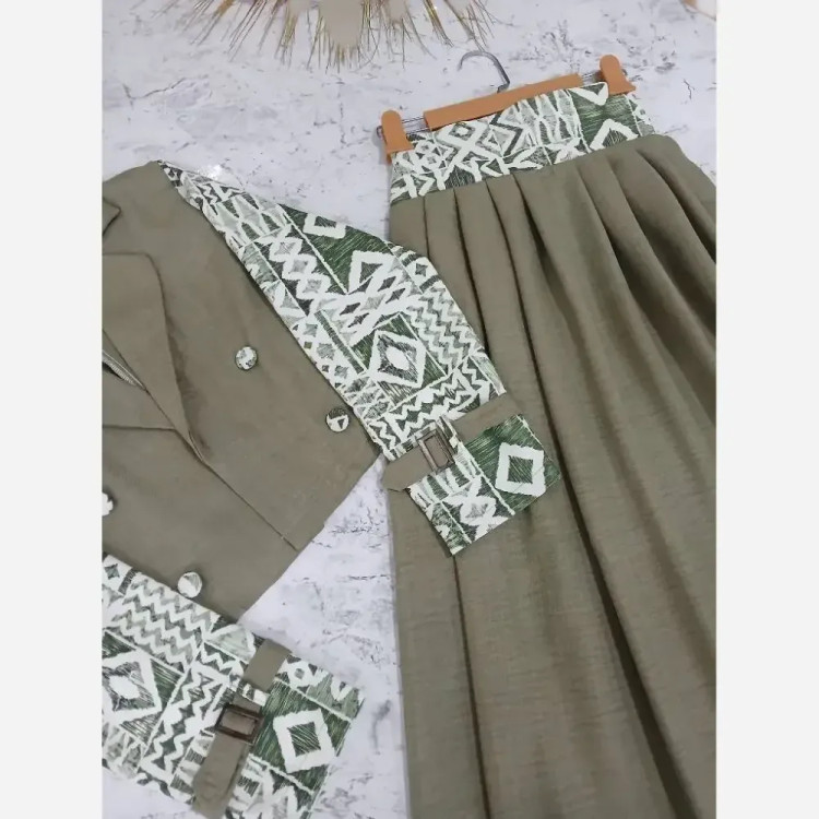 ست کت و دامن زنانه جنس شانتون درجه یک رنگبندی متنوع سایز 36 تا 48