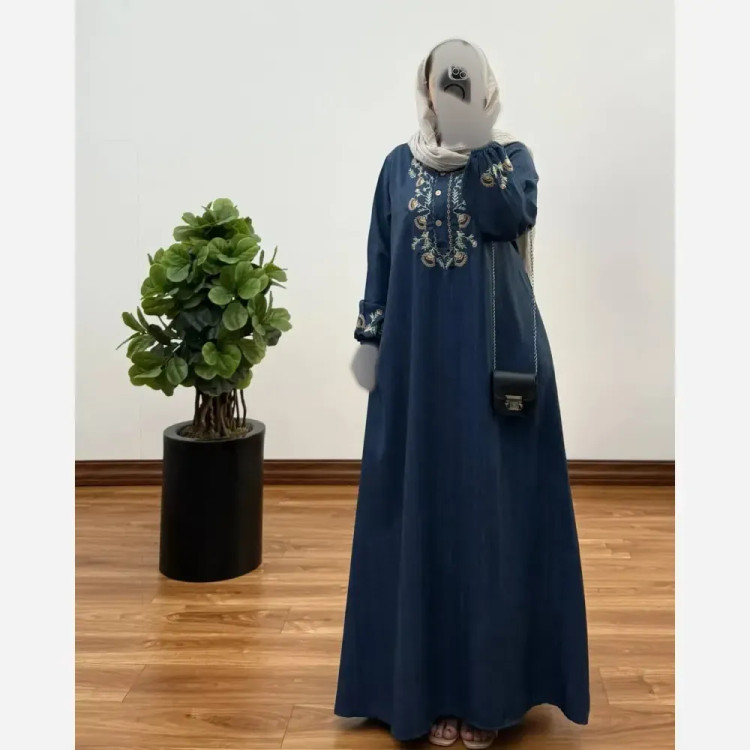 مانتو پیراهنی زنانه سایز بزرگ شانتون گلدوزی شده مناسب بارداری و شیردهی فری سایز
