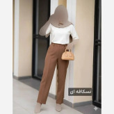 شلوار مازراتی راستا ساده زنانه جنس کرپ مازراتی سایز بزرگ