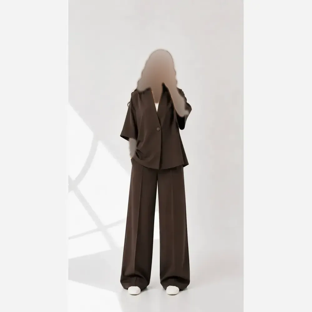 ست تک دکمه کرپ مازراتی وارداتی درجه یک رنگ مشکی سورمه ای قهوه ای نسکافه ای فری سایز 38 تا 46