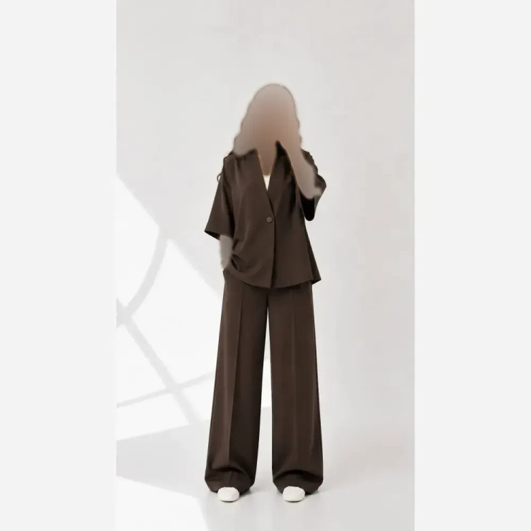 ست تک دکمه کرپ مازراتی وارداتی درجه یک رنگ مشکی سورمه ای قهوه ای نسکافه ای فری سایز 38 تا 46