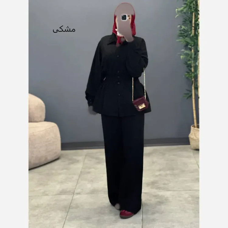 ست دوتیکه شومیز شلوار زنانه مدل یکتا جنس صوفیا ژاکارد فری سایز