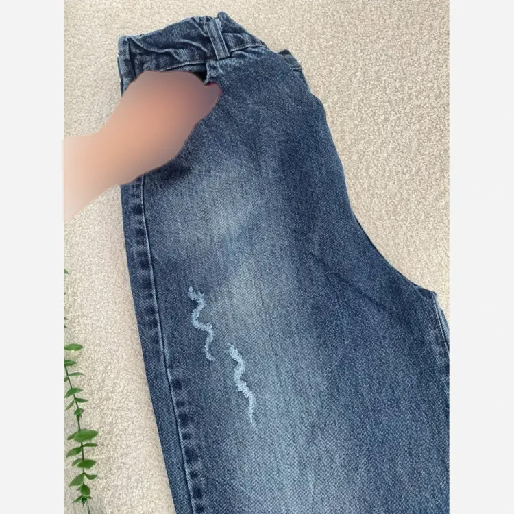 شلوار جین فول بگ زنانه جنس جین ترک آبی روشن و تیره