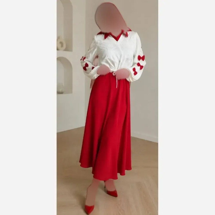 ست دوتیکه طرح سوفیا رویه و سارافون فانتینی ابروبادی در رنگبندی طوسی مشکی قرمز آبی درباری و سایز 1 و 2