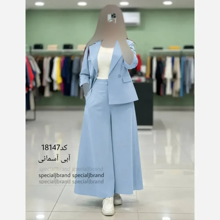 ست کت و دامن شلواری لینن مدل سارا