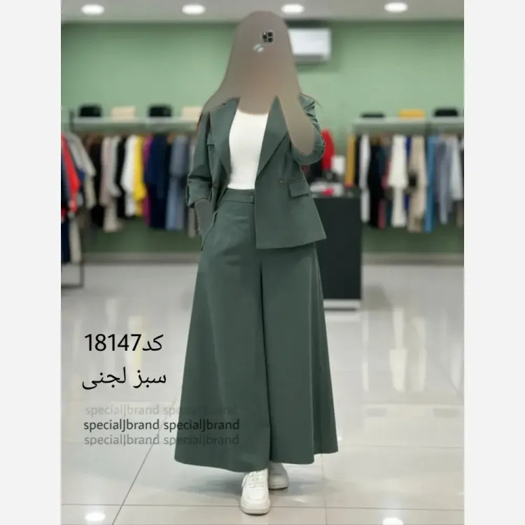ست کت و دامن شلواری لینن مدل سارا