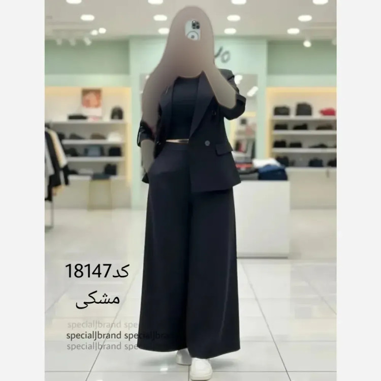 ست کت و دامن شلواری لینن مدل سارا