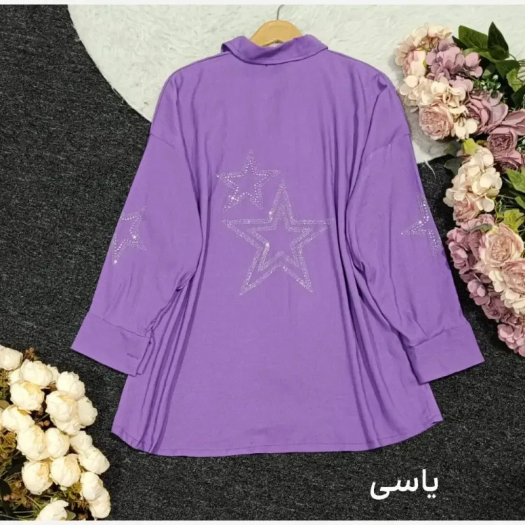 شومیز مانتویی زنانه کرسپو نگین دار درجه یک فری سایز