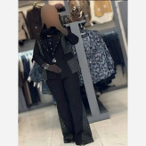 کت شلوار مجلسی زنانه ژاکارد و ساتن آمریکایی مشکی رنگ
