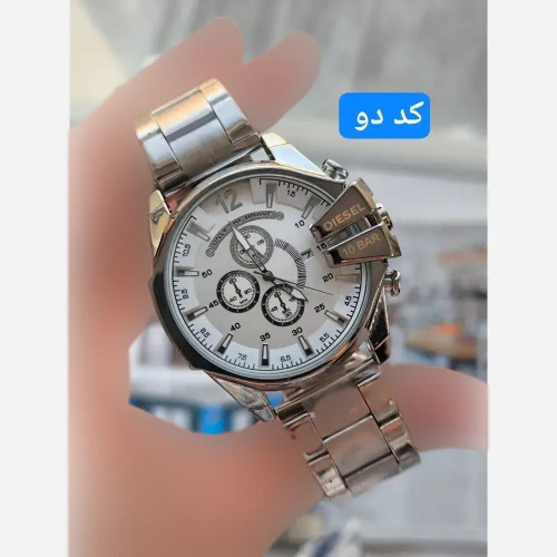 ساعت دیزل مردانه بند استیل تک موتوره طرح سه موتوره با جعبه کادویی