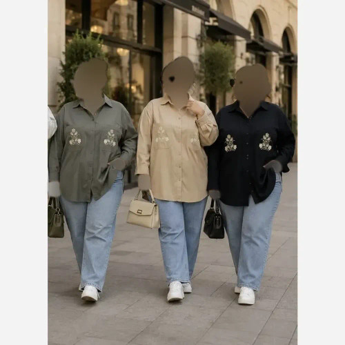 مانتو کتان پلاس پاییزه گرم بالا گلدوزی شده بزرگ سایز فری سایز