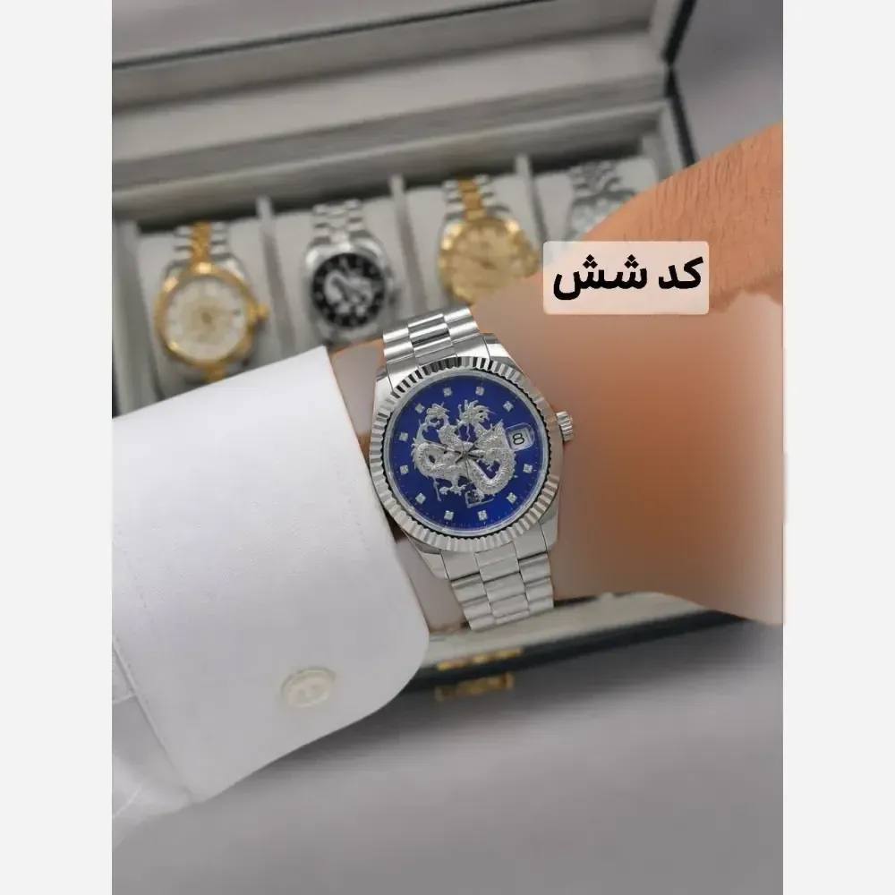 ساعت مچی مردانه رولکس دراگون بند استیل موتور شرکتی با تقویم روزشمار