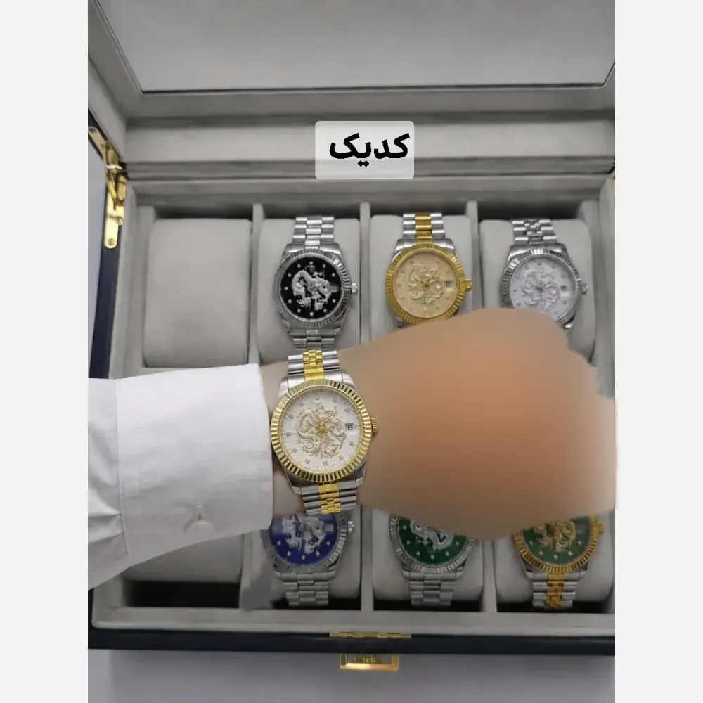 ساعت مچی مردانه رولکس دراگون بند استیل موتور شرکتی با تقویم روزشمار