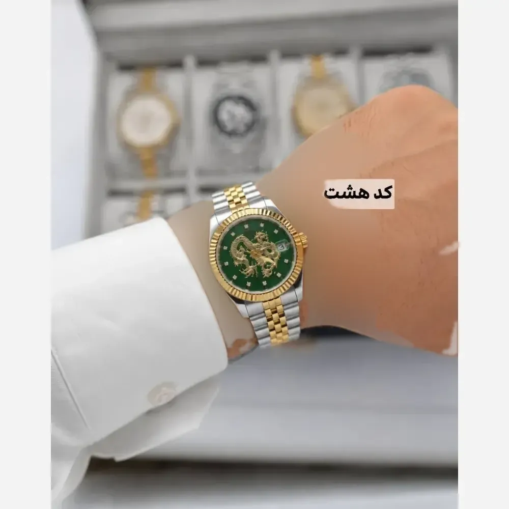 ساعت مچی مردانه رولکس دراگون بند استیل موتور شرکتی با تقویم روزشمار