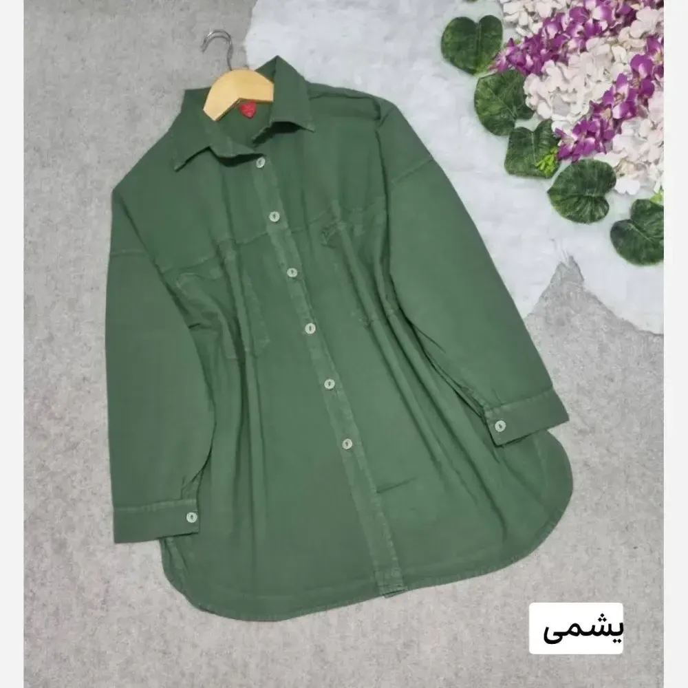 تونیک مانتویی زنانه الیاف درجه یک جلو دکمه فری سایز