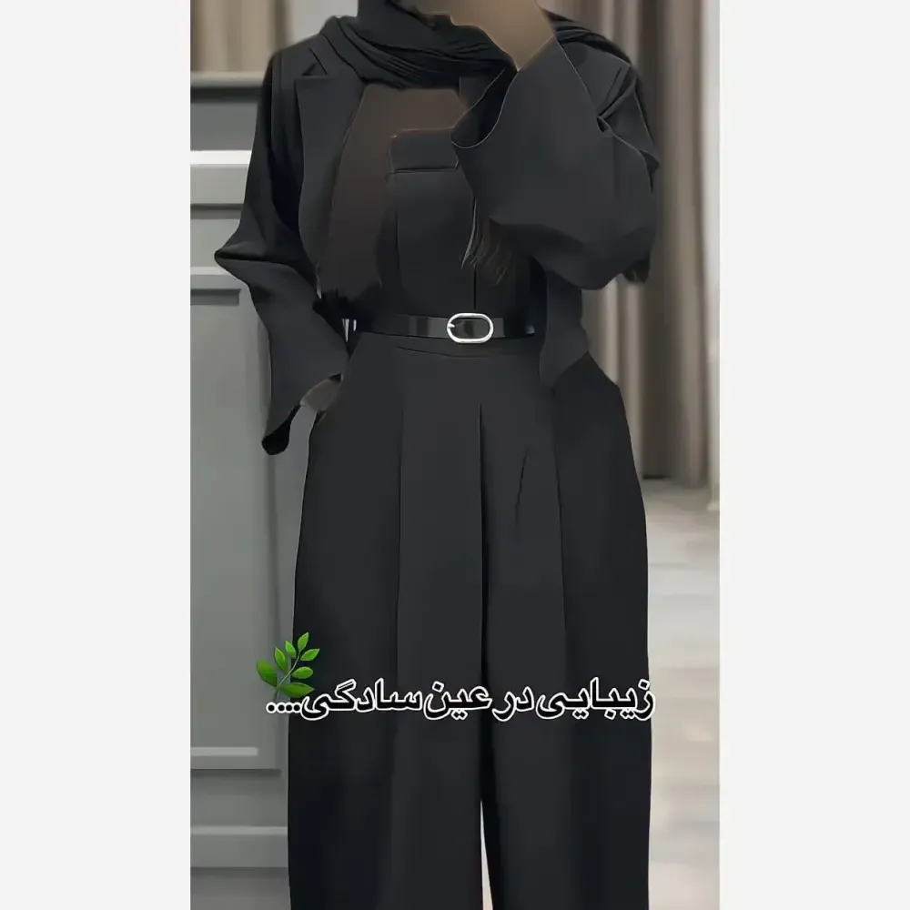 کت و شلوار زنانه مدل دلسا جنس کرپ مازراتی رنگ مشکی
