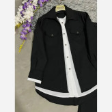 ست سه تیکه پرشیا مکانیک زنانه مدل مریم رنگ مشکی و طوسی سایز فری سایز
