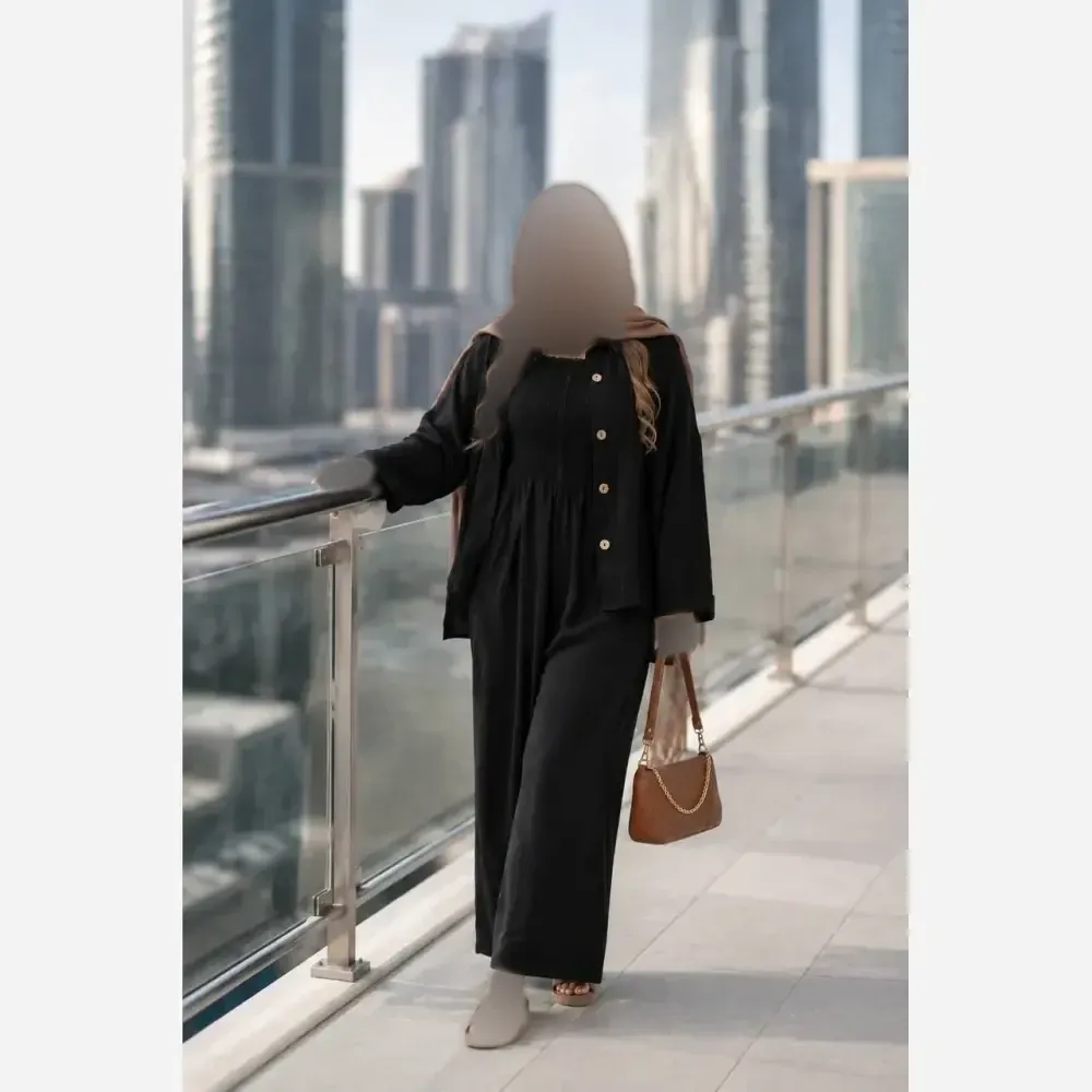 ست اورال و مانتو زنانه صوفیا شانتون رنگ مشکی