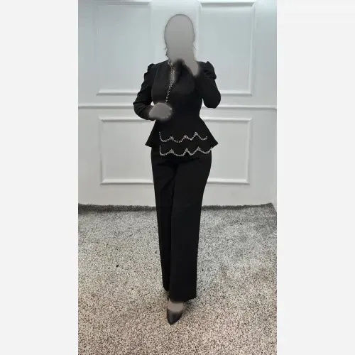 ست کت و شلوار زنانه جنس مازراتی درجه یک و مروارید