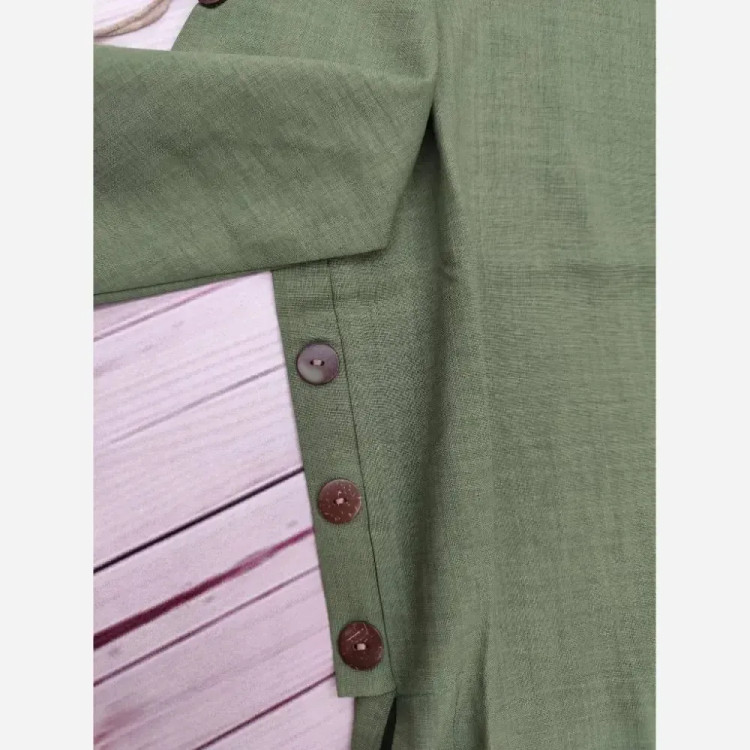 شومیز مانتویی بارانا شانتون کنفی فری سایز تا 48 بغل دکمه مچ رگلاژ دار