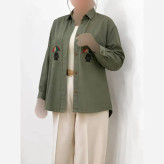 مانتو کتان پاییزه گرم بالا گلدوزی شده مدل چتری