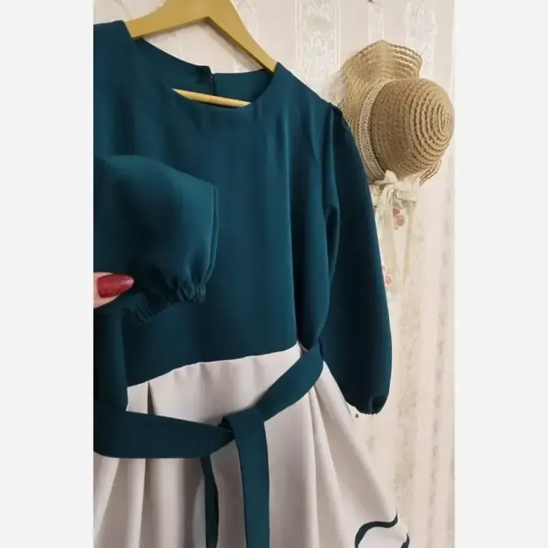 پیراهن مازراتی زنانه مدل رویا رنگ زرشکی سورمه ای سبزتیره فری سایز