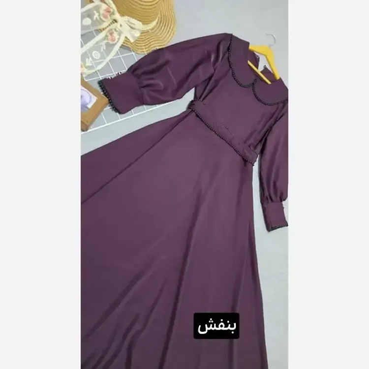 پیراهن بلند الیزه خرجکار مروارید فری سایز تا 48 قد 140