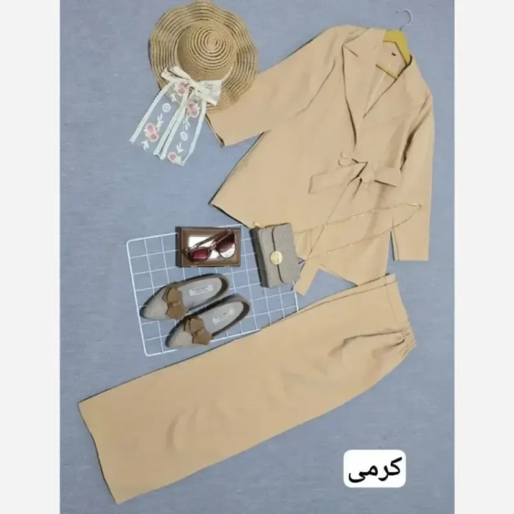 کت و شلوار زنانه مدل السانا جنس مازراتی شلوار بگ سایز 1 و 2 رنگ بندی متنوع