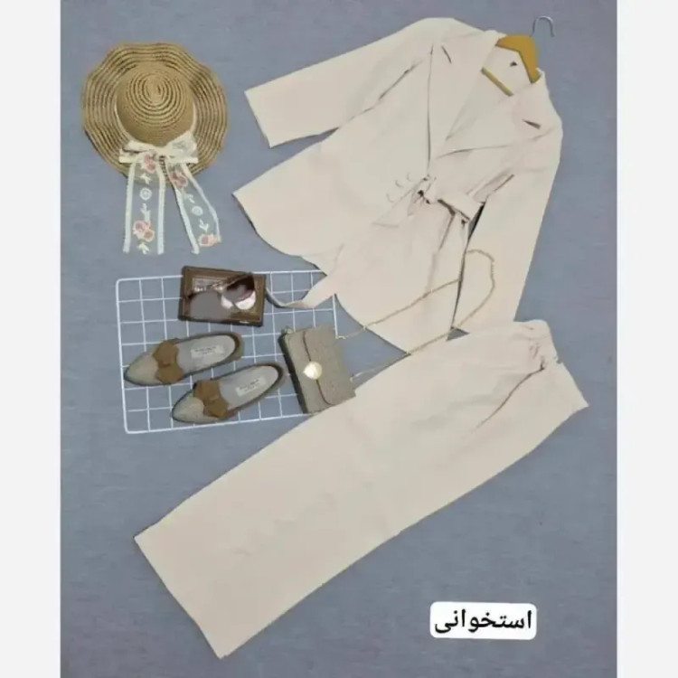 کت و شلوار زنانه مدل السانا جنس مازراتی شلوار بگ سایز 1 و 2 رنگ بندی متنوع